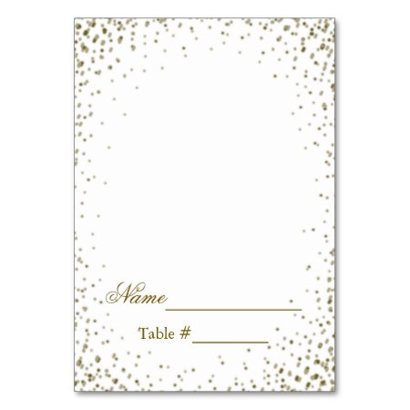 Wedding Place Card Gold Confetti