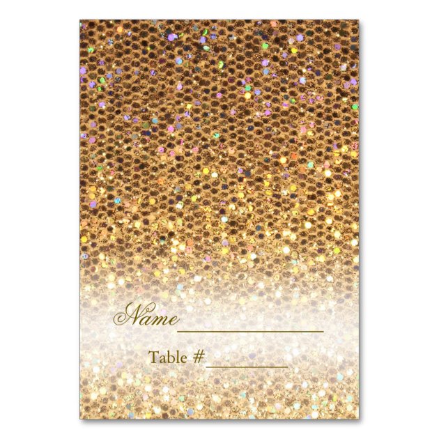 Wedding Place Card Gold Glam