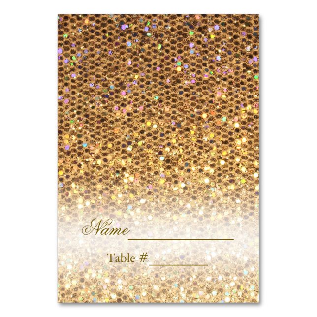 Wedding Place Card Gold Glam (Front)