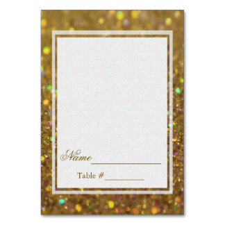Wedding Place Card Golden Glitter