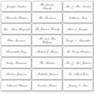 Wedding place card guest names classic script sticker