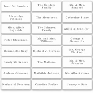 Wedding place card guest names elegant typography sticker