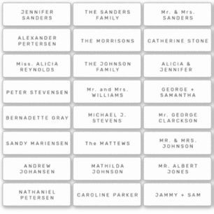 Wedding place card guest names minimalist sticker