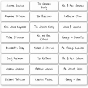 Wedding place card guest names modern script sticker