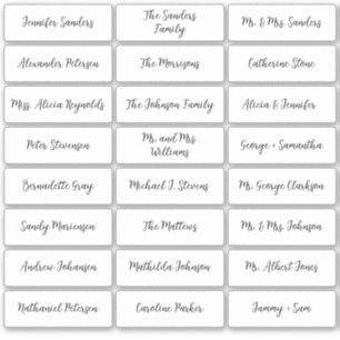 Wedding place card guest names modern script sticker