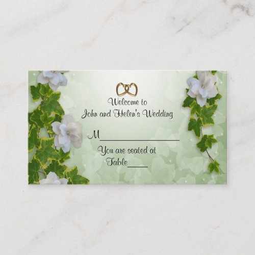 Wedding Place card Ivy and gardenias