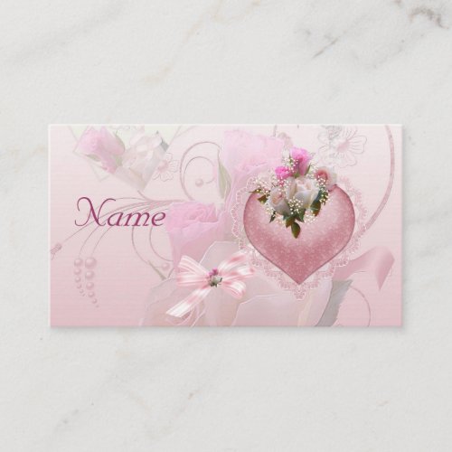 Wedding Place Card Name Pink Floral Remove "Name" Business Card