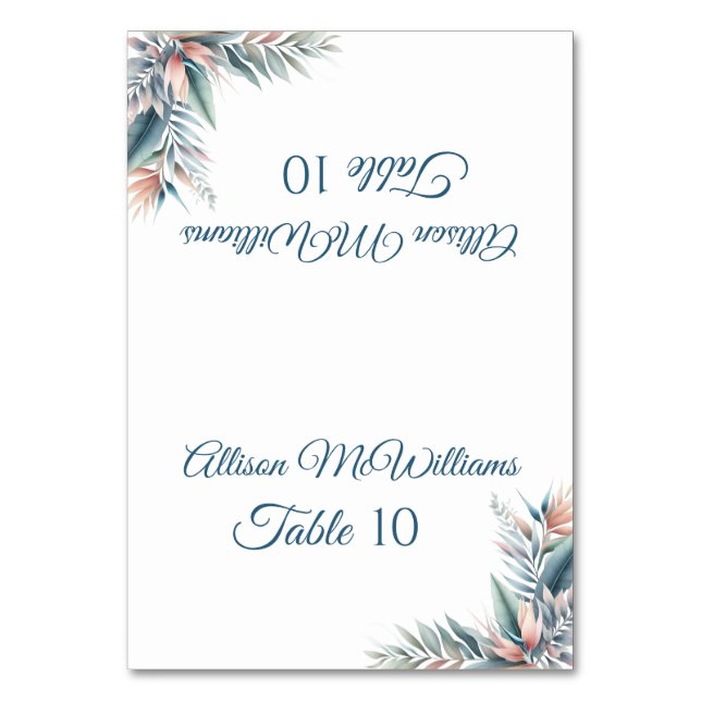 Wedding Place card-Tropical Dream -Vegetarian- Table Number (Front)