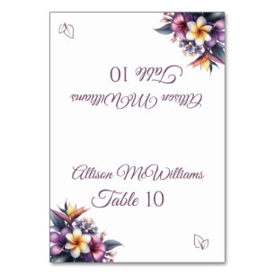 Wedding Place card-Tropical Floral-Vegetarian- Table Number