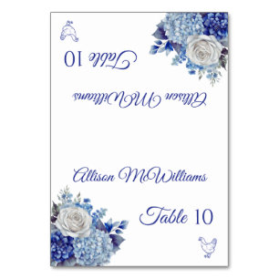 Wedding Place card-Watercolor Flowers-Poultry Icon Table Number