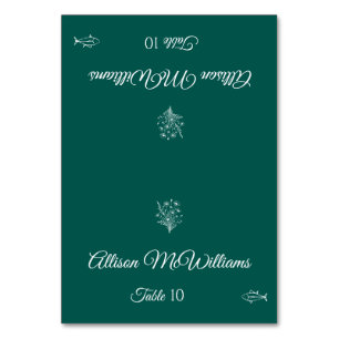 Wedding Place card-Wildflower Elegance Fish Icon- Table Number