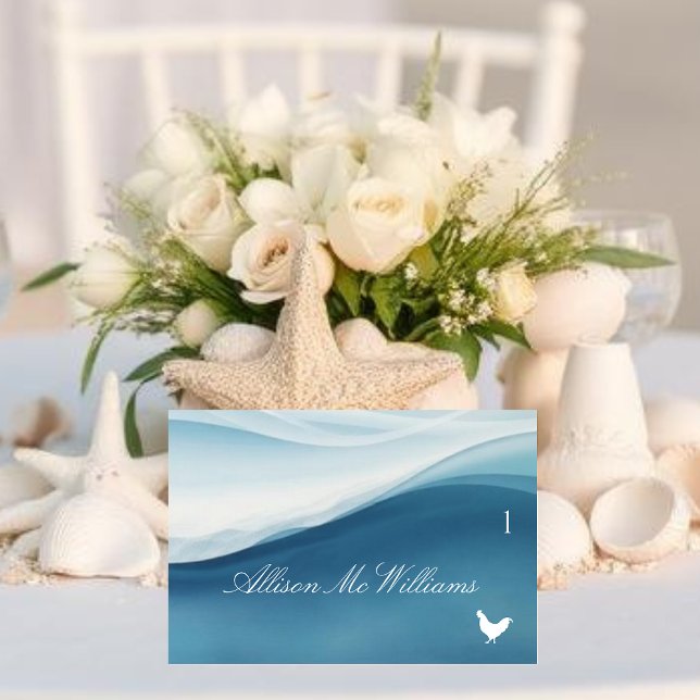 Wedding Place Cards Chicken Icon-Serene Blue (Wedding Place Cards Chicken Icon-Serene Blue)