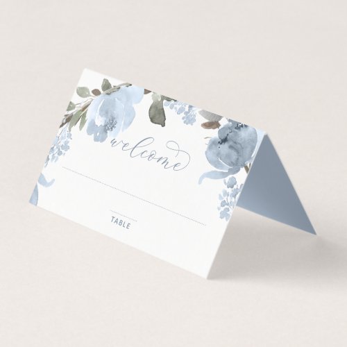 Wedding Place Cards Dusty Blue Soft Watercolor