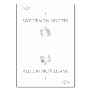 Wedding Place cards-Fish Icon-Flowers with a Heart Table Number