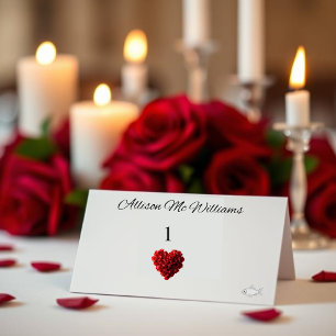 Wedding Place Cards Fish Icon-Red Roses