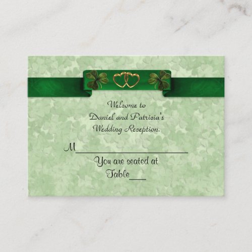 Wedding Place cards Irish shamrocks