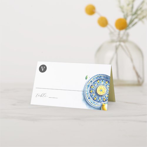 Wedding Place Cards Lemons Yellow and Blue