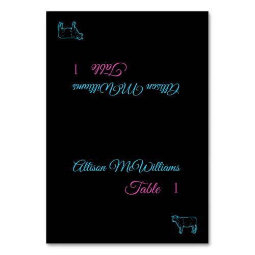 Wedding Place cards_Meat Icon_Blue and Pink_ Table Number