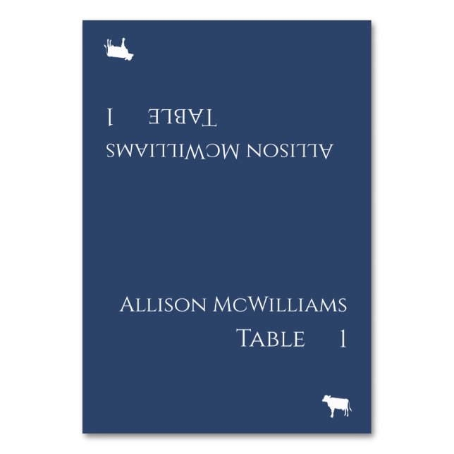 Wedding Place cards-Meat Icon-Blue and White Table Number (Front)