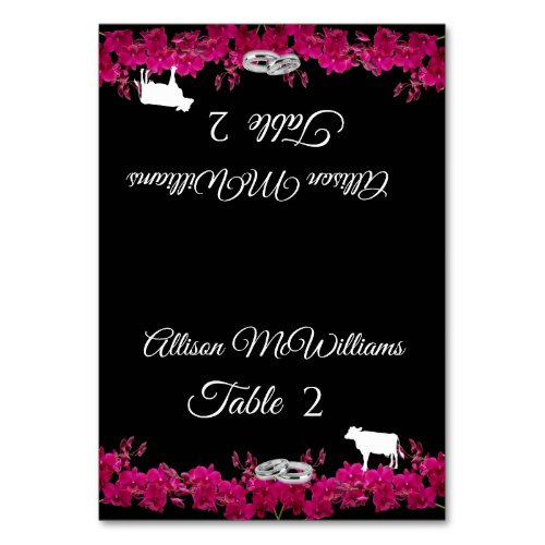 Wedding Place cards_Meat Icon_Fuchsia Orchids_ Tab Table Number