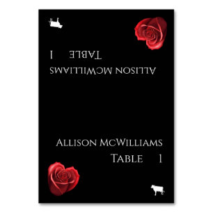 Wedding Place cards-Meat Icon-Heart Shaped Red Ros Table Number