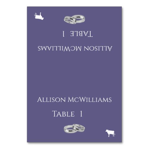 Wedding Place cards_Meat Icon_Purple and White Table Number