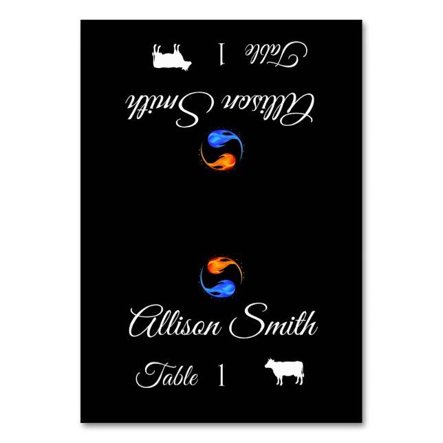 Wedding Place Cards-Meat Icon-Twin Flames- Table Number (Front)