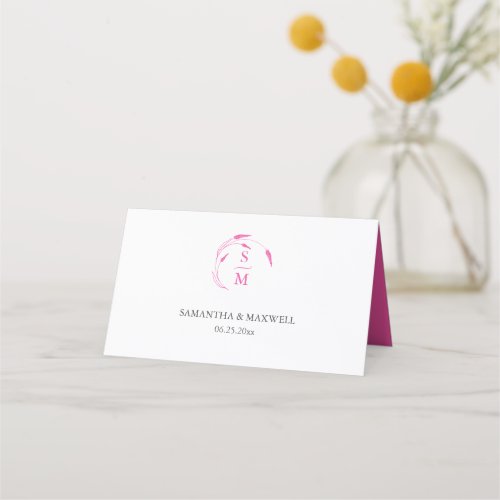 Wedding Place Cards Monogram Pink