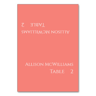 Wedding Place cards--Pink Coral and White Table Number