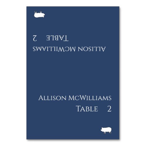 Wedding Place cards_Pork Icon_Dark Blue and White Table Number