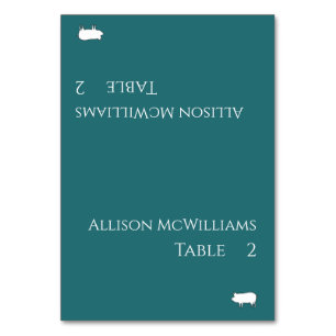 Wedding Place cards-Pork Icon-Emerald Green Table Number