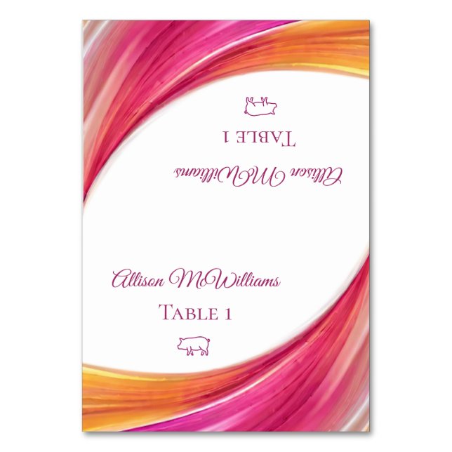 Wedding Place cards-Pork Icon- Table Number (Front)