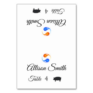 Wedding Place Cards-Pork Icon-Twin Flames- Table Number