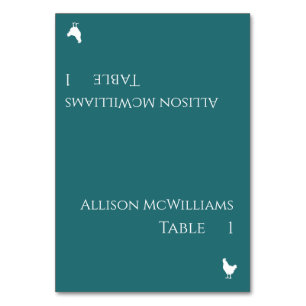 Wedding Place cards-Poultry Icon-Emerald Green- Table Number