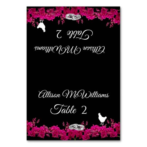 Wedding Place cards_Poultry Icon_Fuchsia Orchids_ Table Number