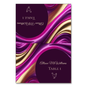 Wedding Place cards-Poultry Icon-Purple and Gold Table Number