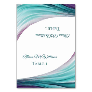 Wedding Place cards-Purple and Teal- Table Number
