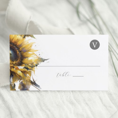 Wedding Place Cards Rustic Sunflowers