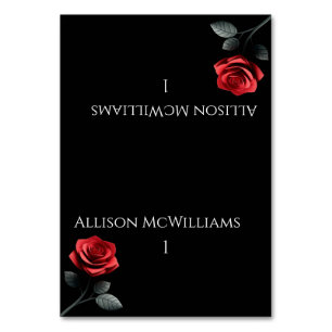 Wedding Place cards-Single Red Rose Table Number