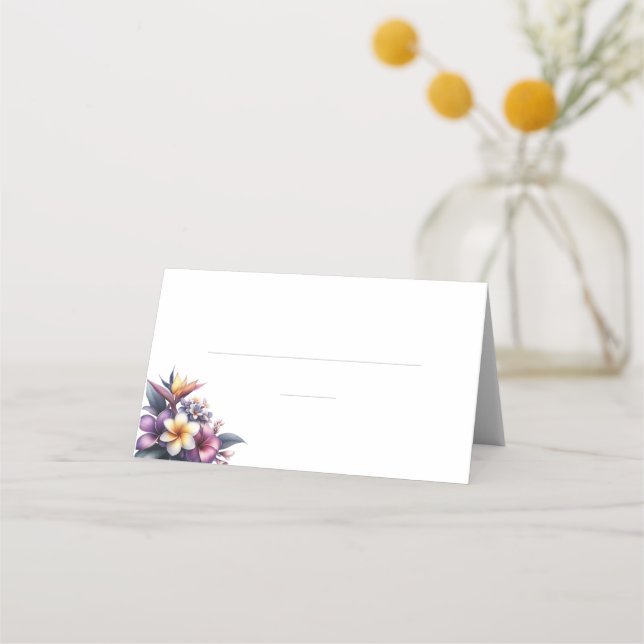 Wedding Place cards-Tropical Floral- Card (Back)