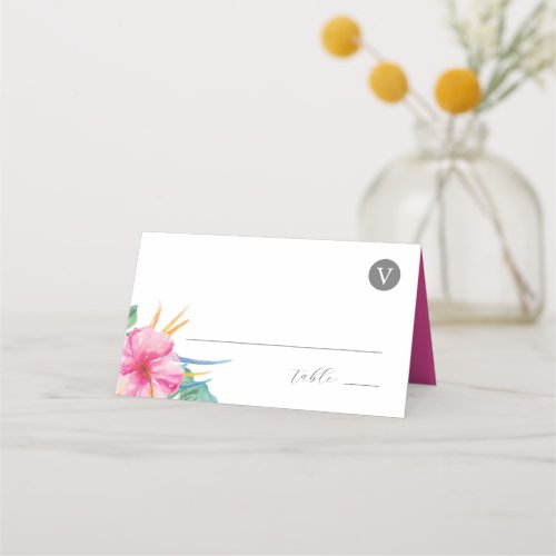 Wedding Place Cards Tropical Pink Flowers