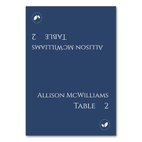 Wedding Place cards_Vegetarian_Dark Blue and White Table Number