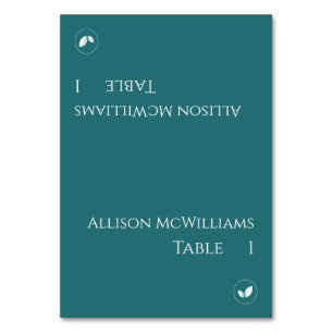 Wedding Place cards-Vegetarian-Emerald Green- Table Number