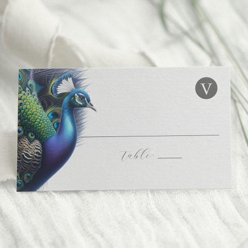 Wedding Place Cards Watercolor Peacock