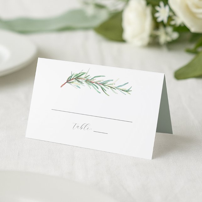 Wedding Place Cards Watercolor Rosemary (wedding place cards designed with watercolor rosemary perfect for a micro wedding theme)