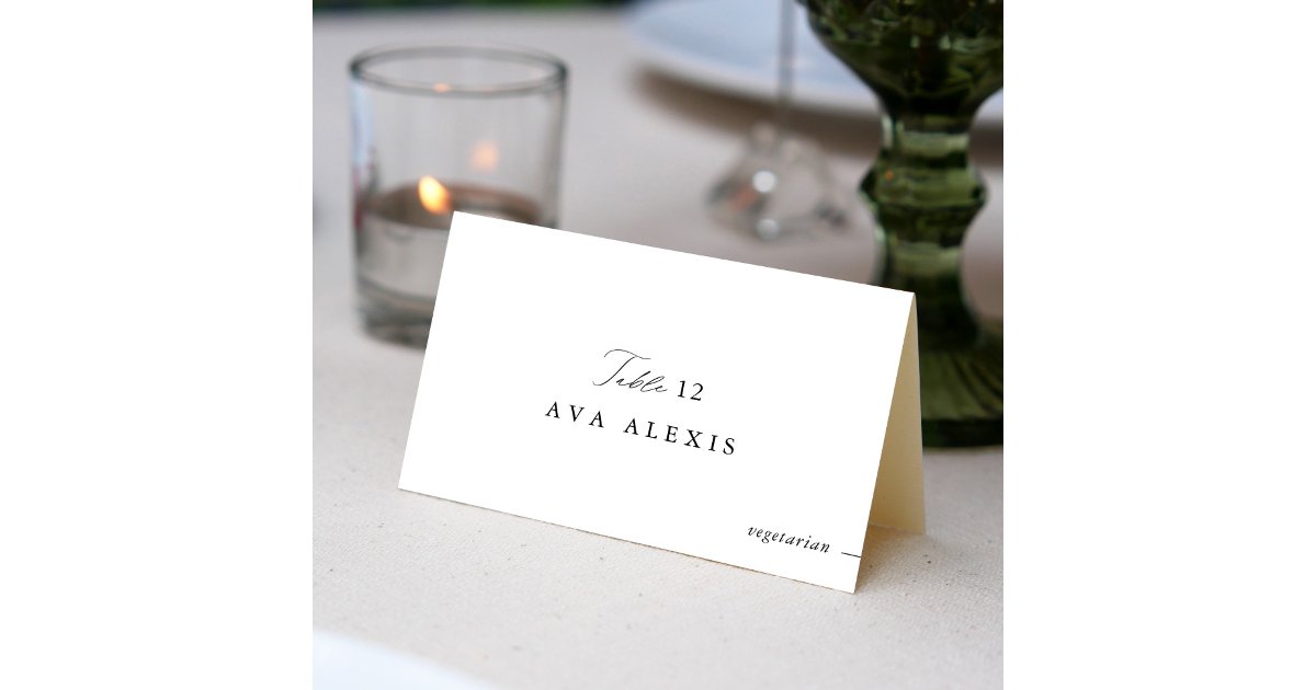 Wedding Place Cards With Meal Choice & Menu Option Zazzle
