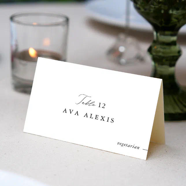 Wedding Place Cards With Meal Choice & Menu Option Zazzle