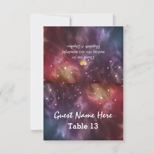 Wedding Place Escort Card Table Number Galaxy Star (Front)