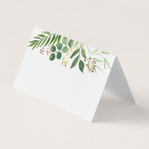 Wedding place name card with bohemian greenery