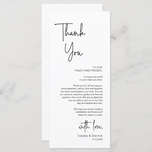 Wedding Place Setting Dinner Thank You Card